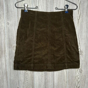 Free people corduroy mini skirt zip back size 2